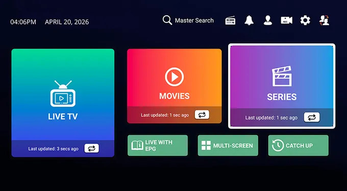 Interface de l'application Abonnement IPTV France affichée sur un téléviseur